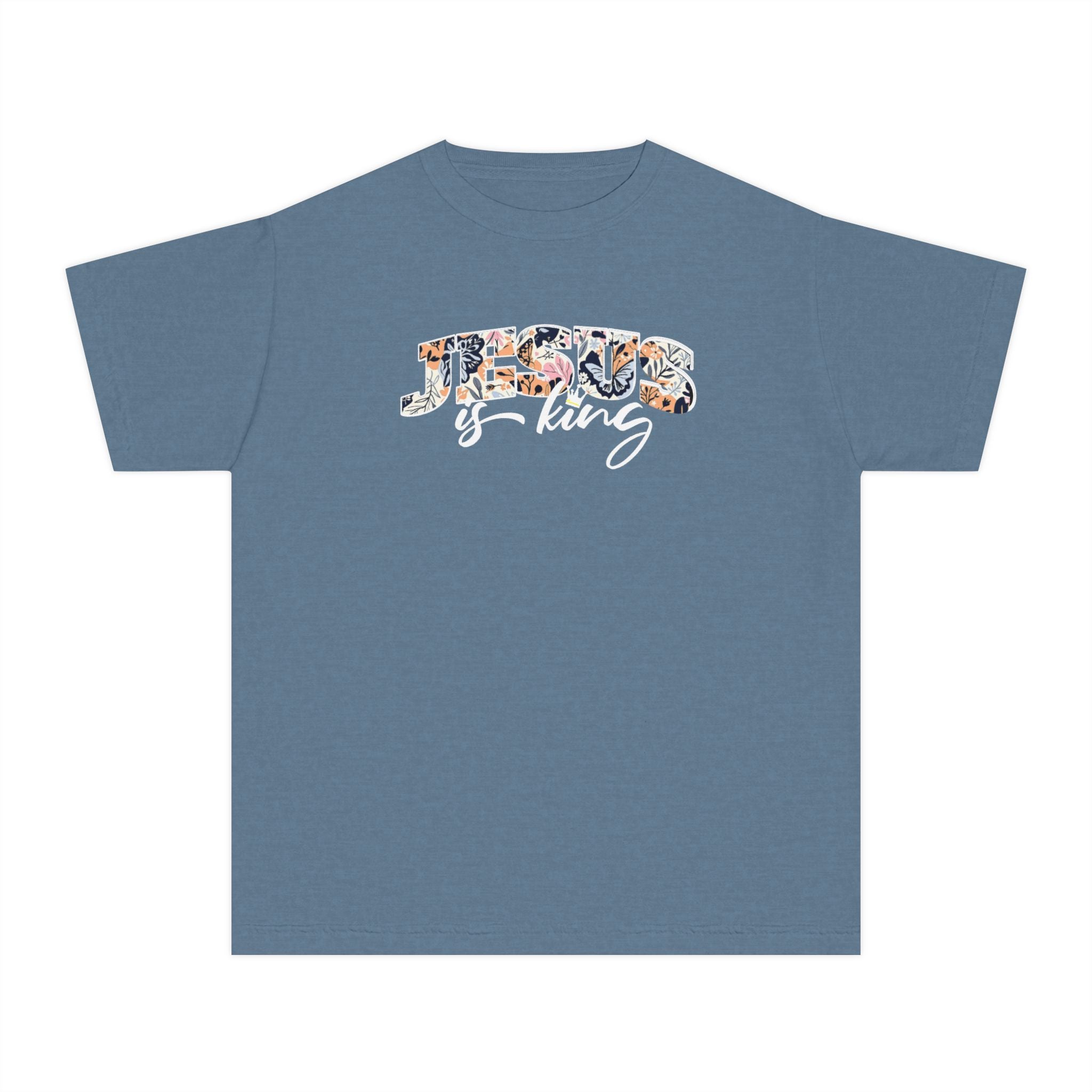 Youth Tee — Floral Jesus is King Tee