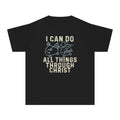 Youth Tee — "I Can Do All Things Through Christ" Inspirational Christian Kids Shirt