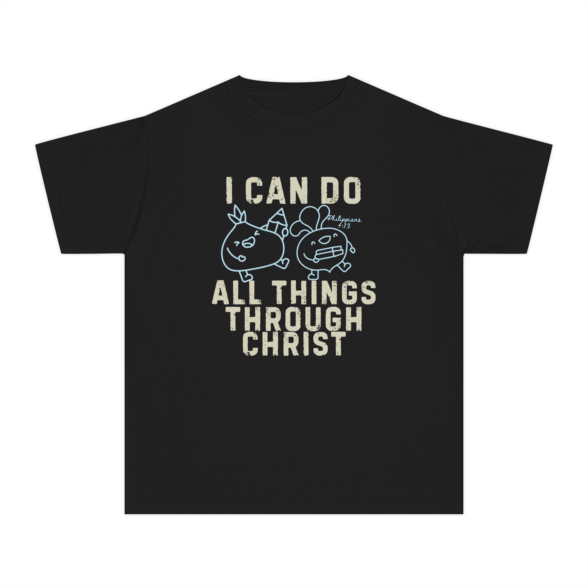 Youth Tee — "I Can Do All Things Through Christ" Inspirational Christian Kids Shirt