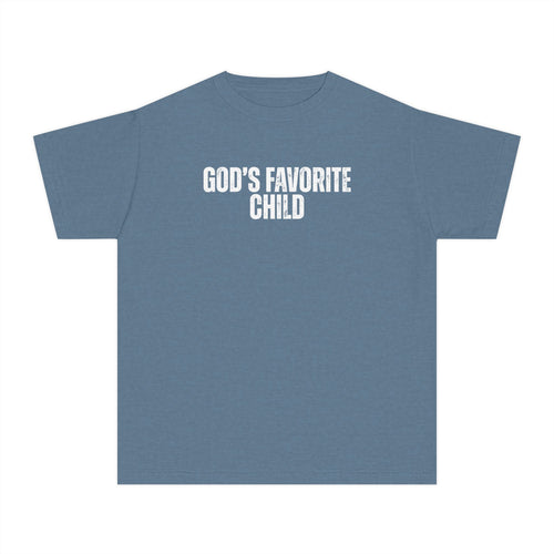 Youth T-Shirt "God's Favorite Child" – Faith-Based Kids Tee, Christian Message Gift