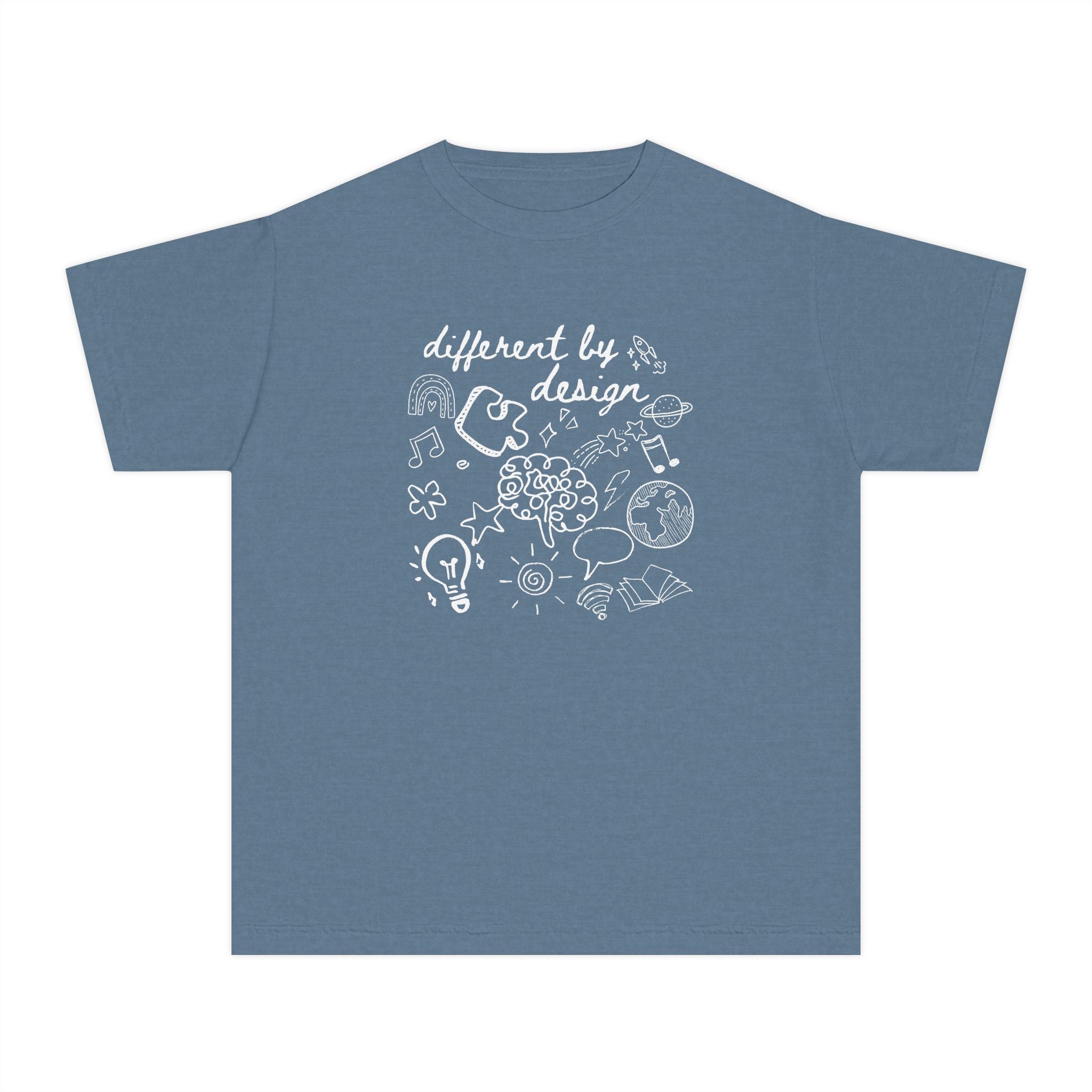 Youth Tee — “Different By Design” Creativity & Neurodiversity Graphic