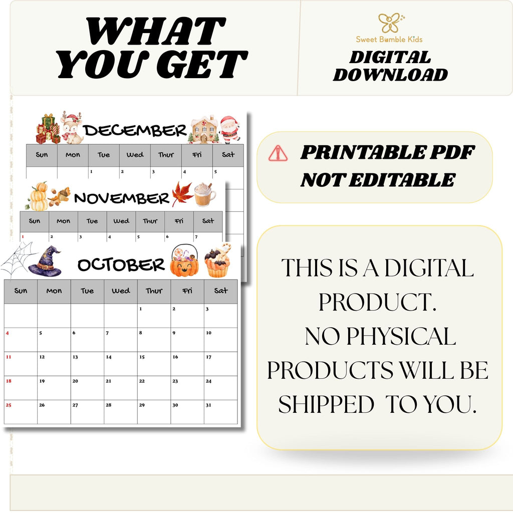 2026 Printable Calendar for Kids