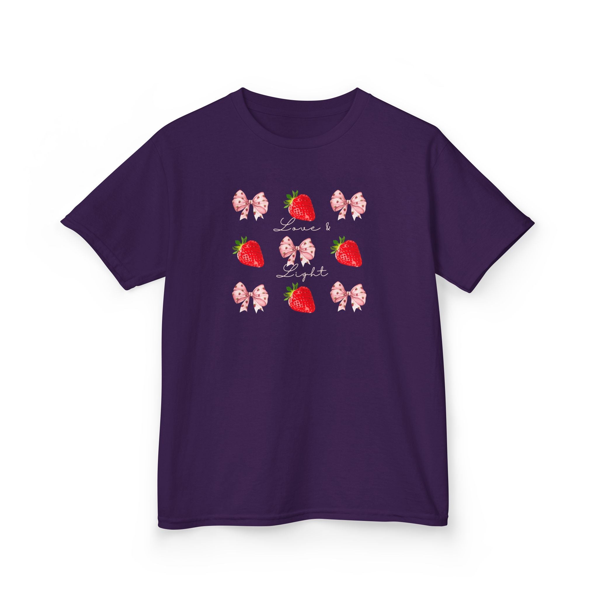 Kids Strawberry & Bow Graphic Tee — Cute Pink Bows, Fresh Fruit Design