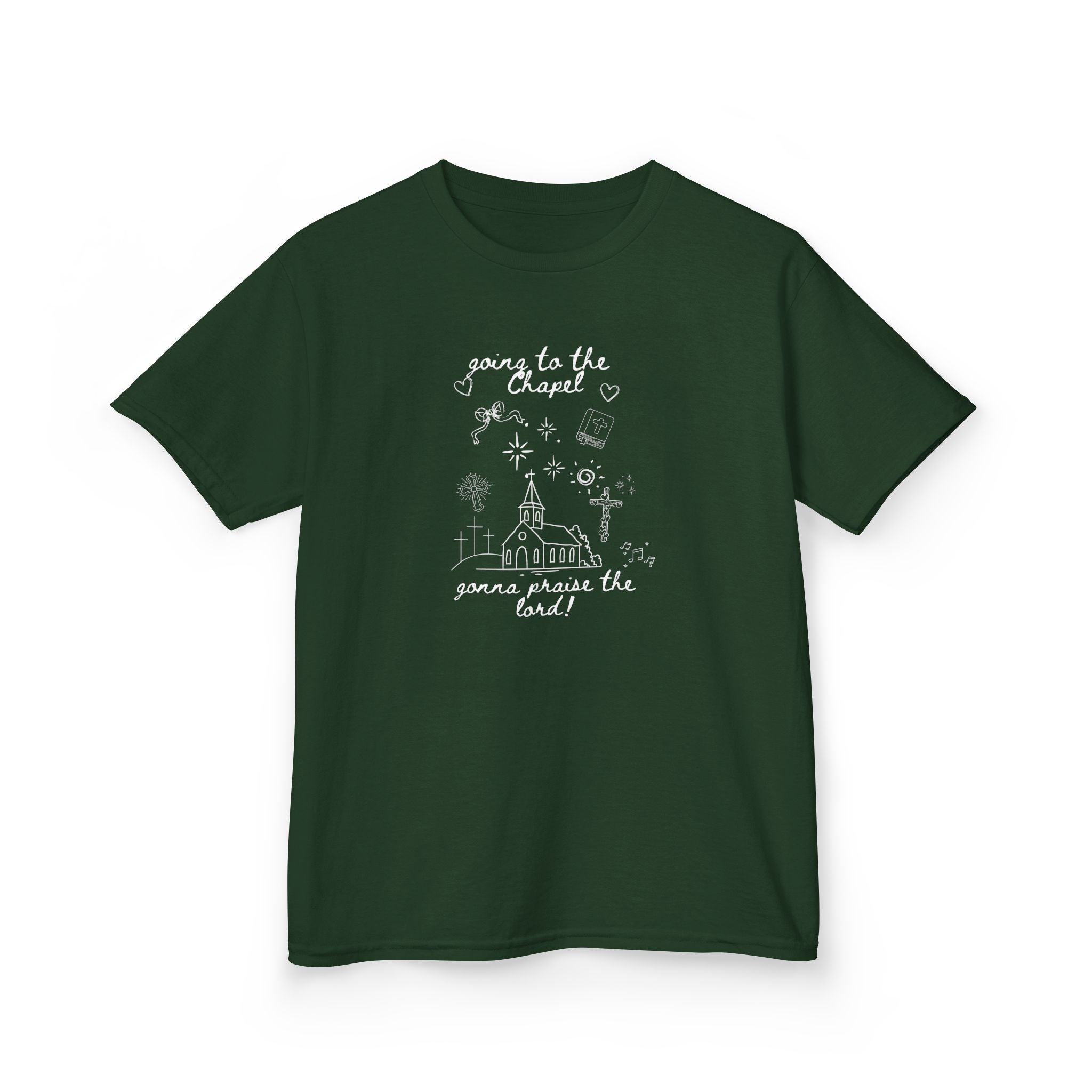 "Going to the Chapel, Gonna Praise the Lord" Church Kids Graphic T‑Shirt