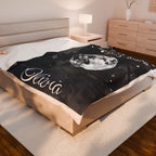 Personalized Moon & Stars Birthday Velveteen Plush Blanket || Custom Teen Birthday Gift