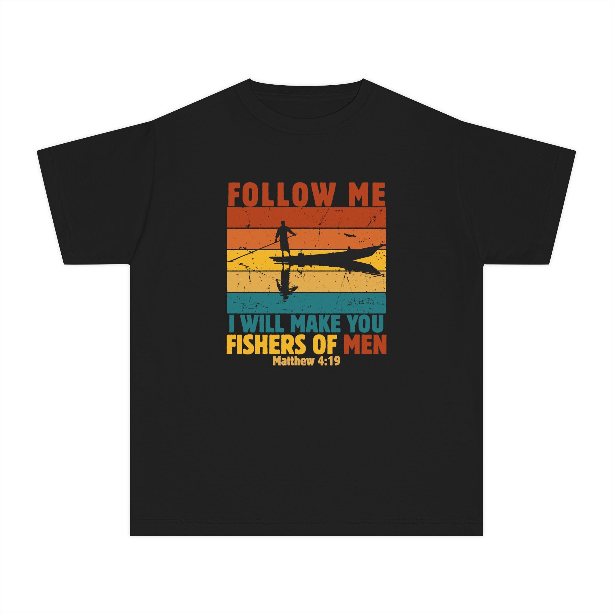 Youth Tee — "Follow Me: I Will Make You Fishers of Men" Christian Fishing Graphic