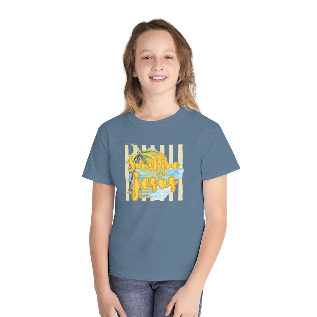 Youth Tee — "Sunshine and Jesus" Palm Beach Christian Graphic Shirt