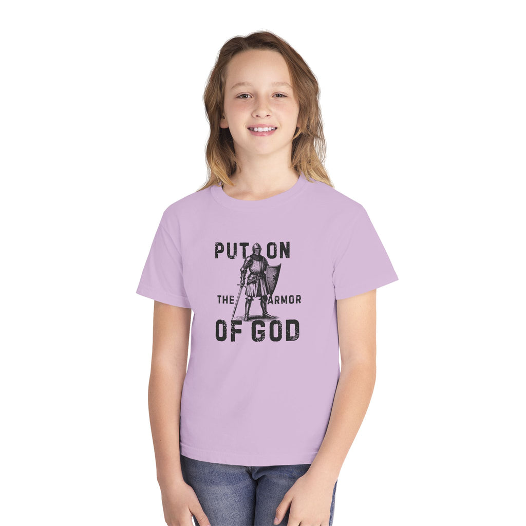 Youth Tee — "Put On the Armor of God" Christian Graphic T-Shirt