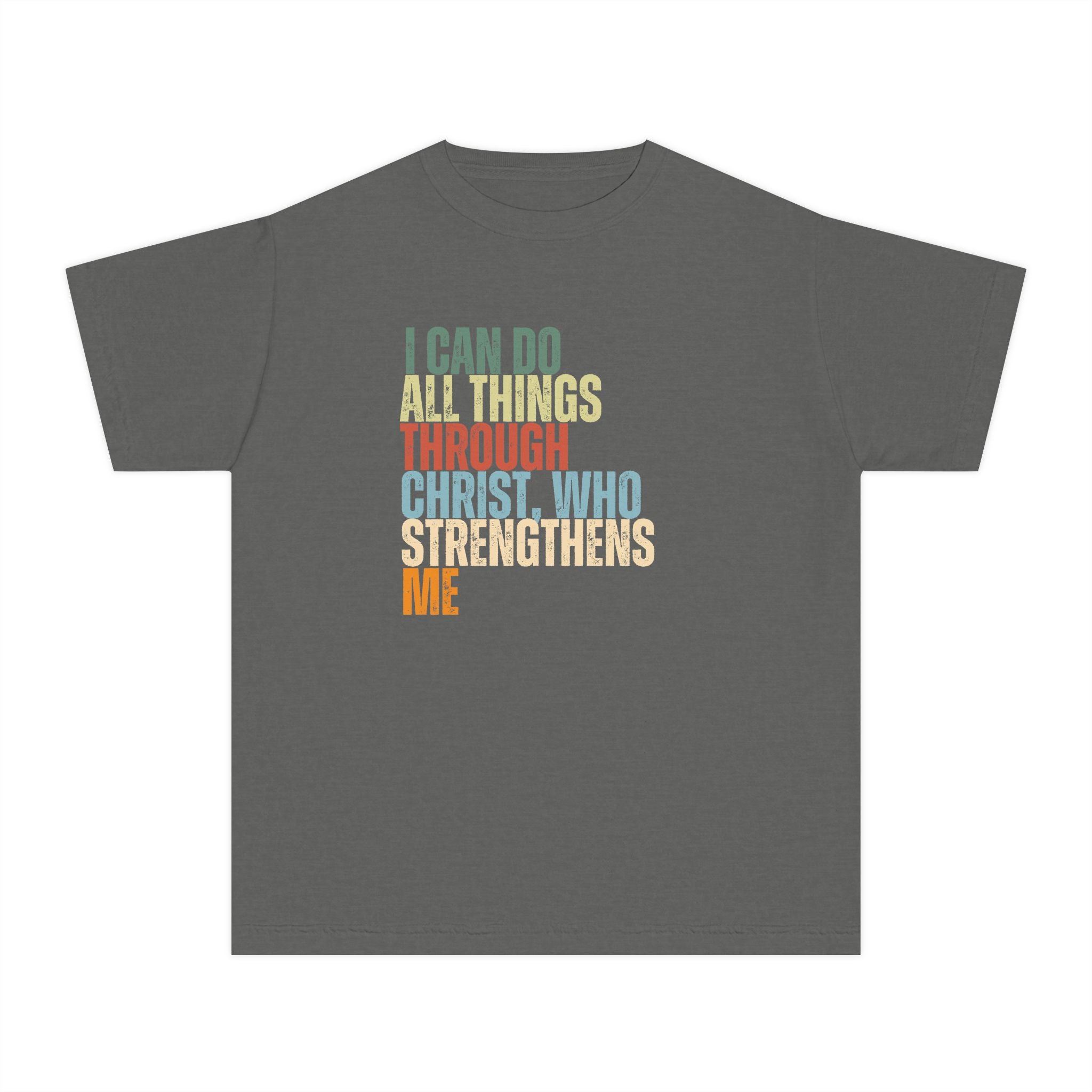 Youth Tee — "I Can Do All Things Through Christ Who Strengthens Me" Inspirational Christian Shirt