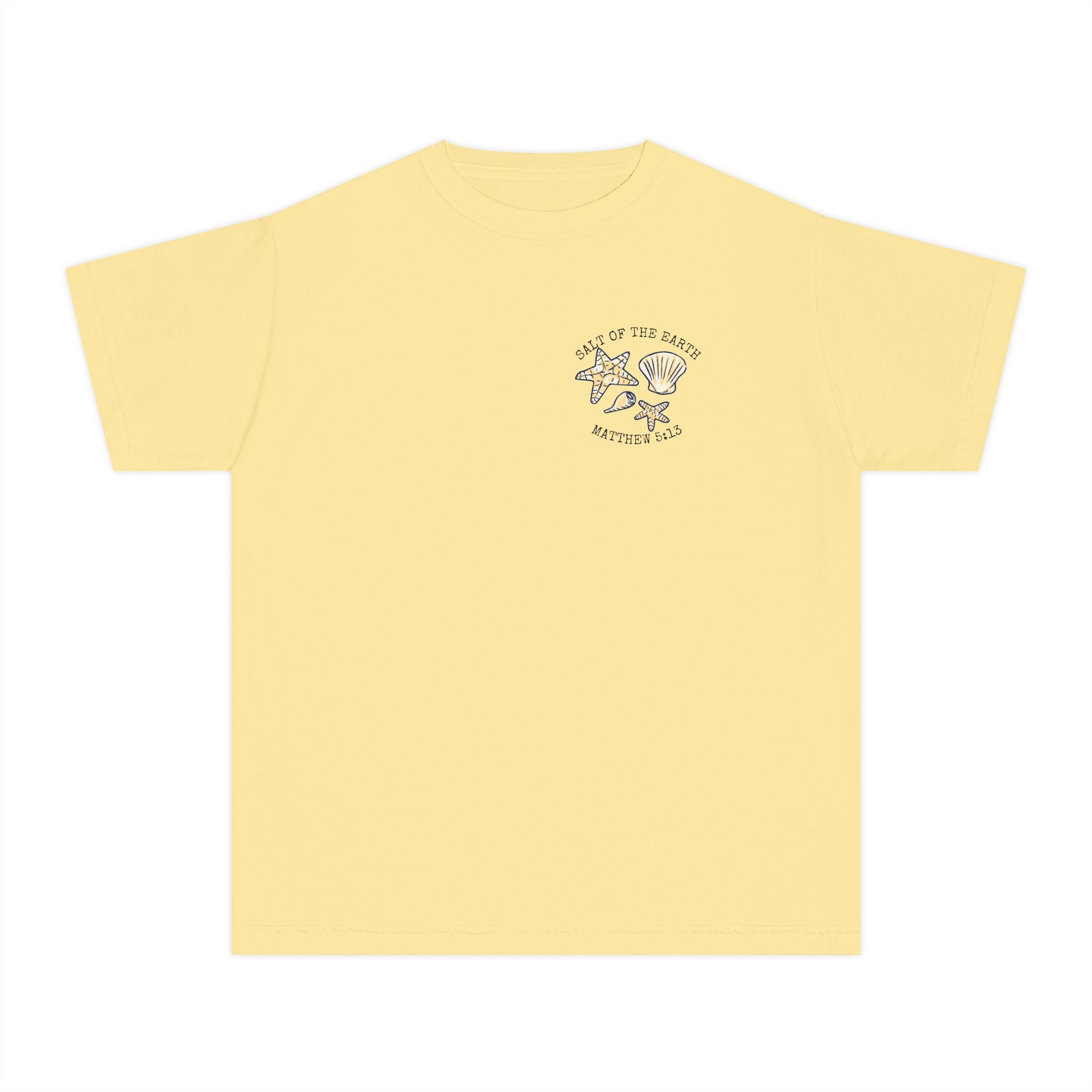 Youth Tee — "Stay Salty" Sea Shells Matthew 5:13 Christian Beach Shirt