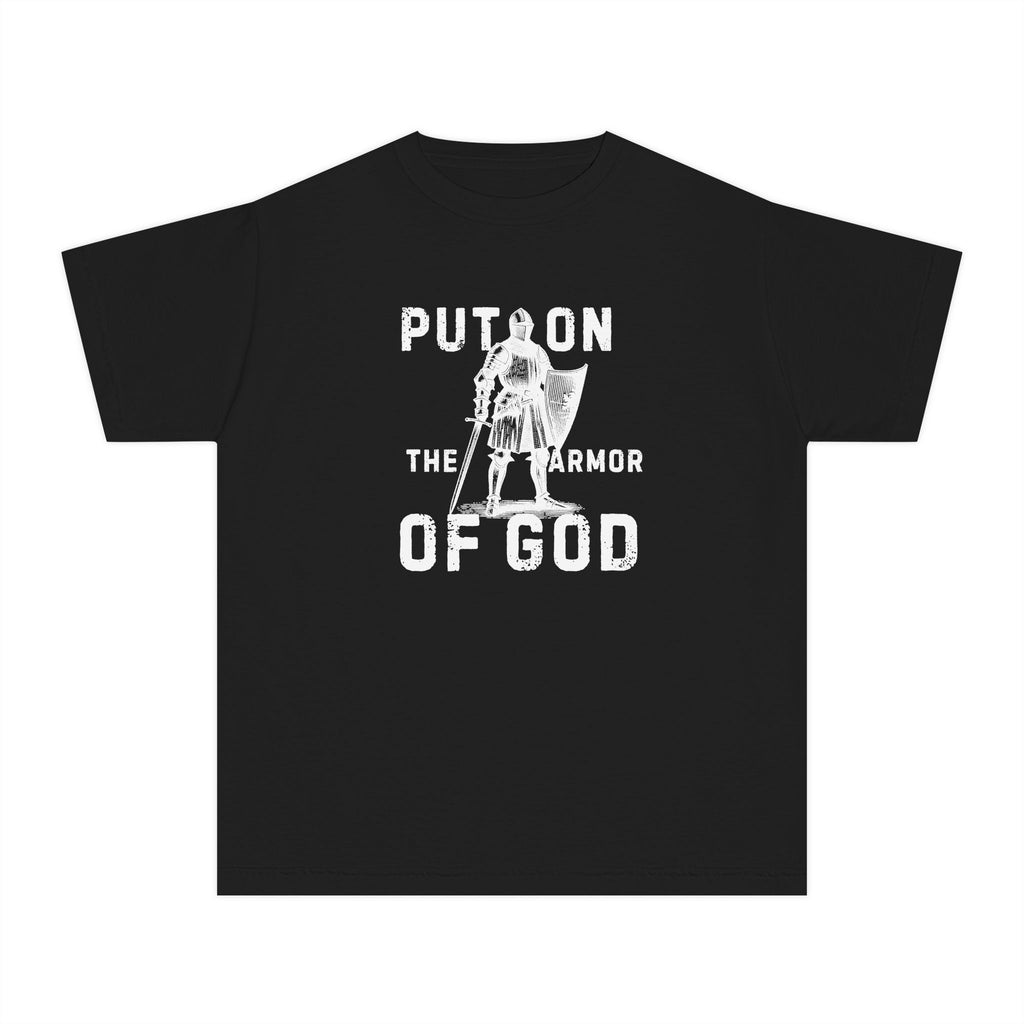 Youth Tee — "Put On the Armor of God" Christian Graphic T-Shirt