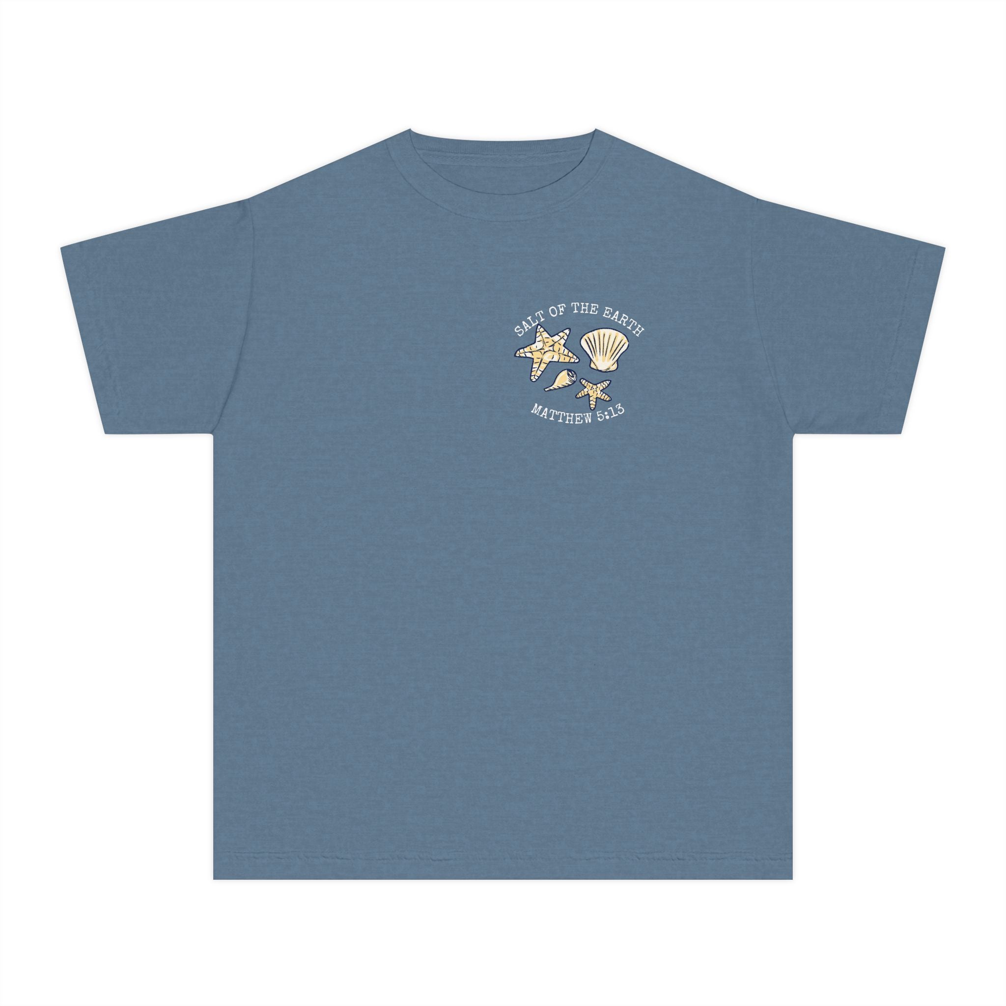 Youth Tee — "Stay Salty" Sea Shells Matthew 5:13 Christian Beach Shirt