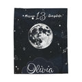 Personalized Moon & Stars Birthday Velveteen Plush Blanket || Custom Teen Birthday Gift