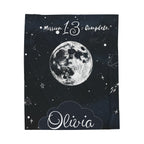 Personalized Moon & Stars Birthday Velveteen Plush Blanket || Custom Teen Birthday Gift