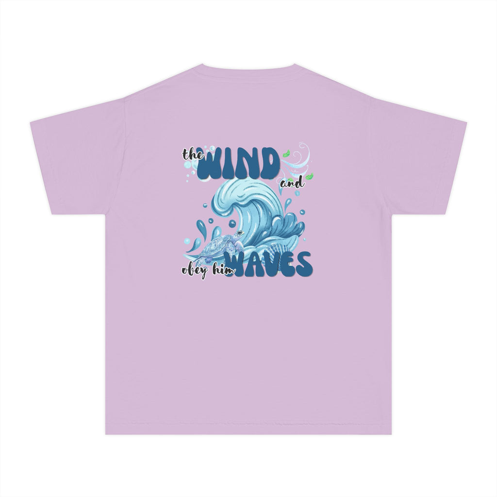 Youth Tee — "The Wind and Waves" Surf Wave Graphic Shirt (Kids Coastal Summer Tee)