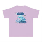 Youth Tee — "The Wind and Waves" Surf Wave Graphic Shirt (Kids Coastal Summer Tee)