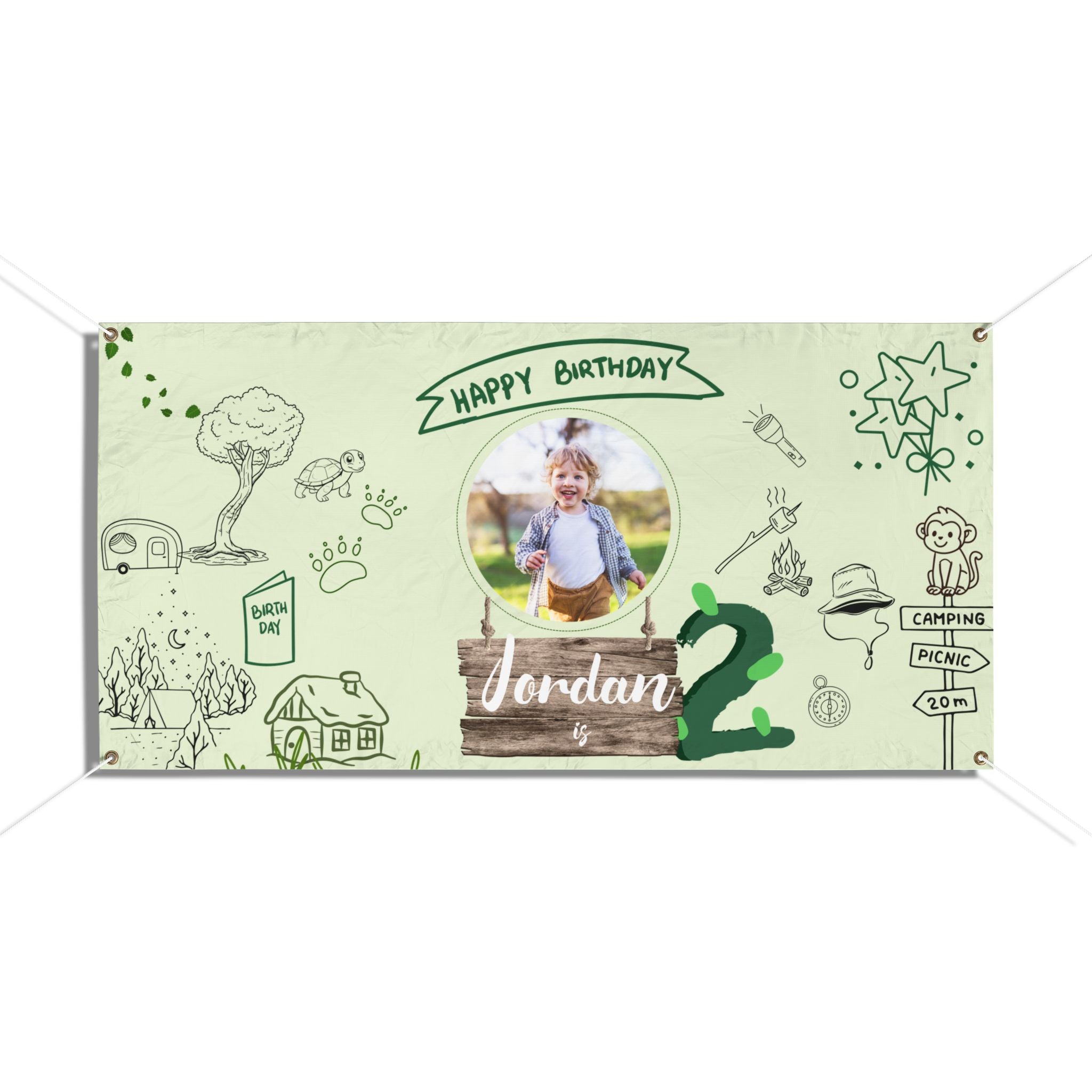 Custom Camping Party Banner | Custom Kids Outdoor Adventure
