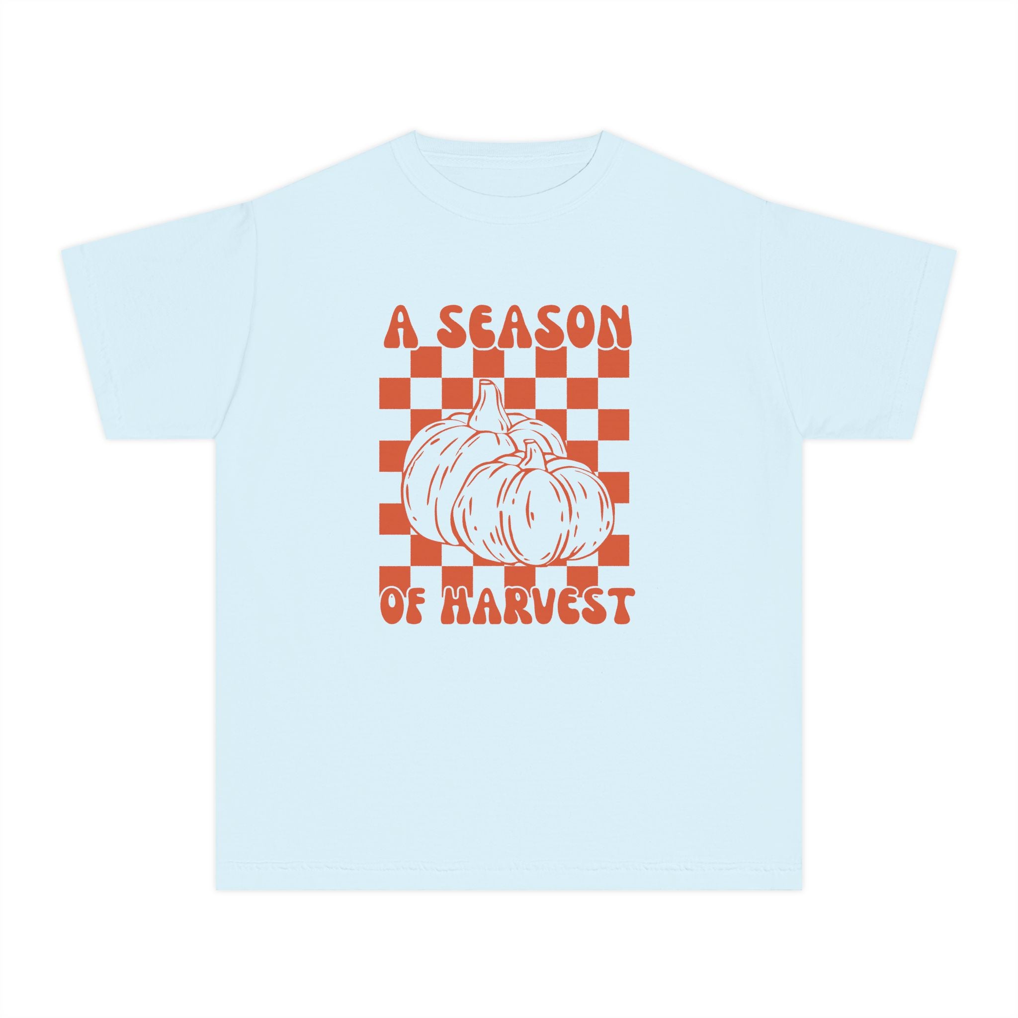 Youth Tee — "A Season of Harvest" Pumpkin Fall Graphic Shirt