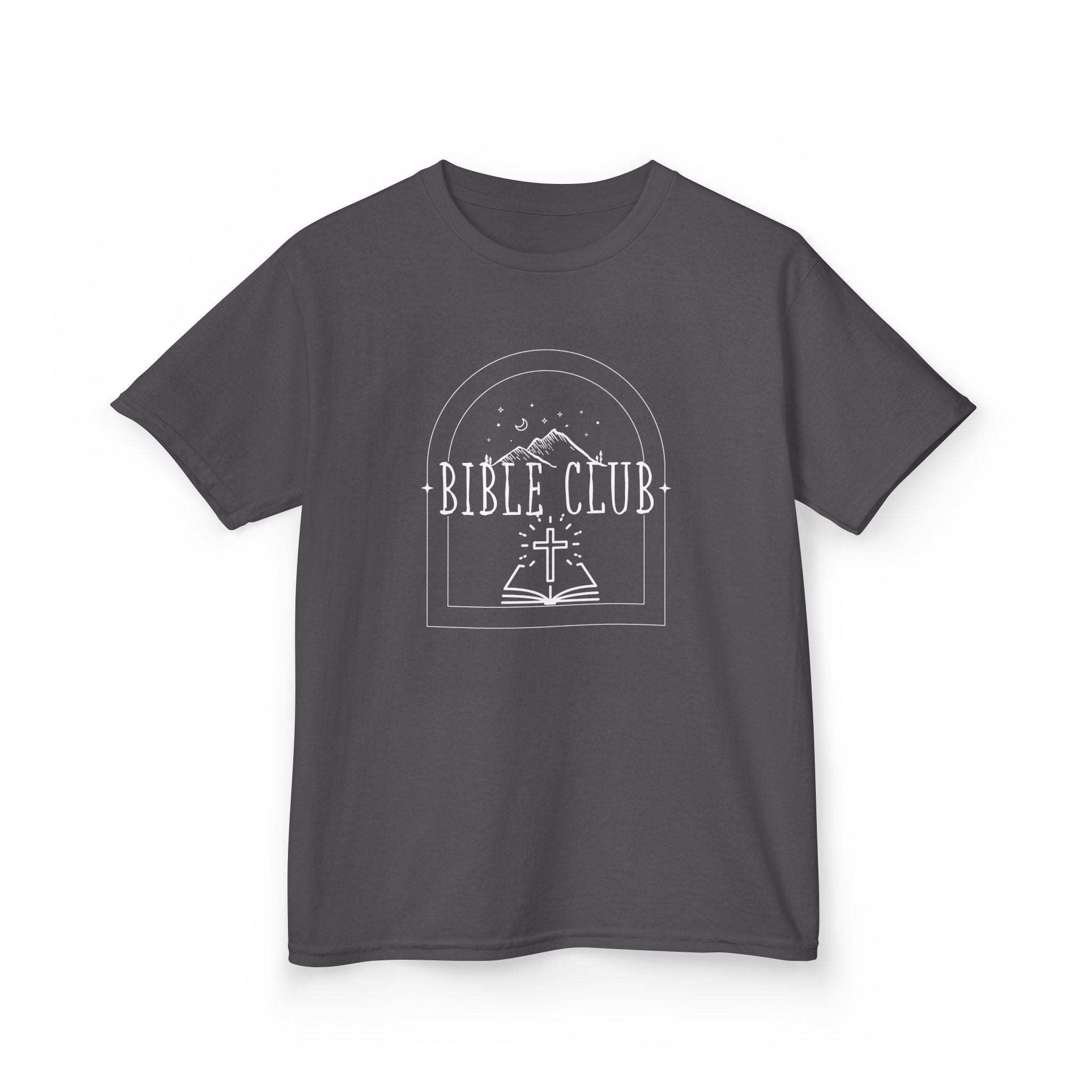 Kids Bible Club T‑Shirt — Youth Christian Church Tee with Cross & Open Bible Design