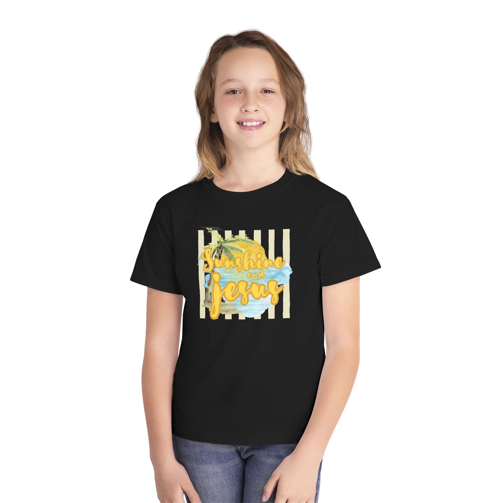Youth Tee — "Sunshine and Jesus" Palm Beach Christian Graphic Shirt