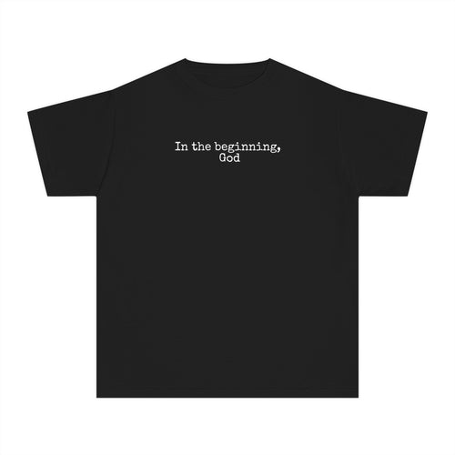 Youth Tee "In the beginning, God" — Christian Kids Scripture Shirt