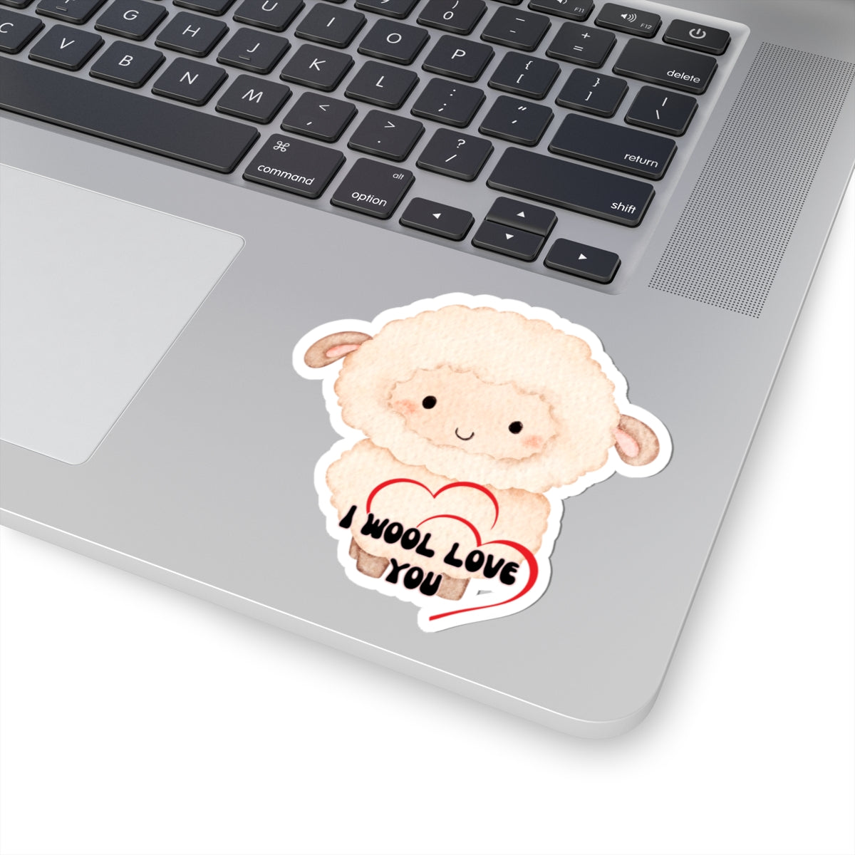 Sheep Love Kiss-Cut Sticker — "I Wool Love You" Cute Animal Laptop Decal
