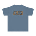 Youth Tee "AMEN" Leopard Print — Kids Christian Graphic Shirt