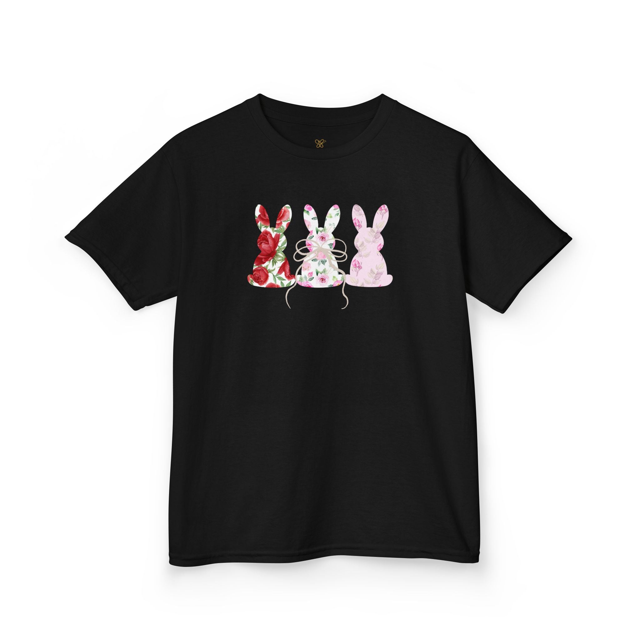 Kids Bunny Trio T‑Shirt — Floral & Pastel Easter Rabbit Tee