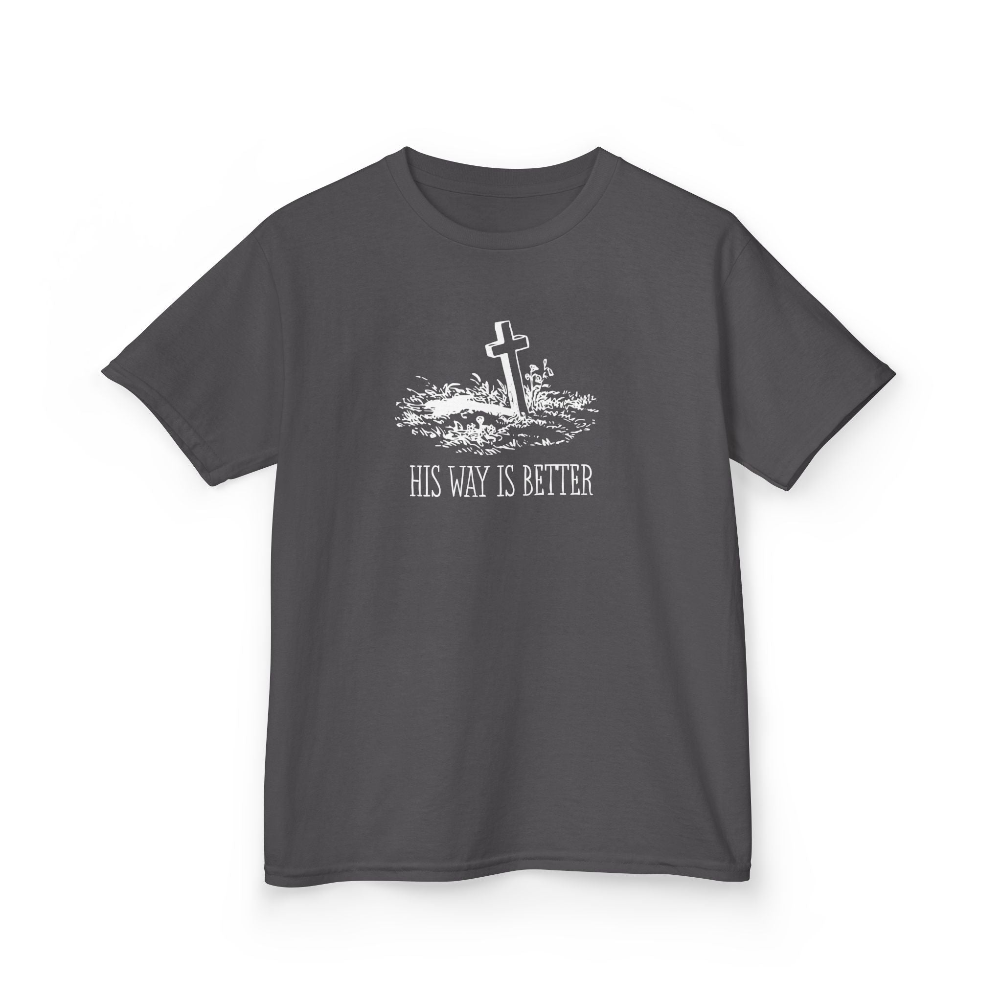 Kids T‑Shirt - 'His Way Is Better' Cross Graphic Christian Tee