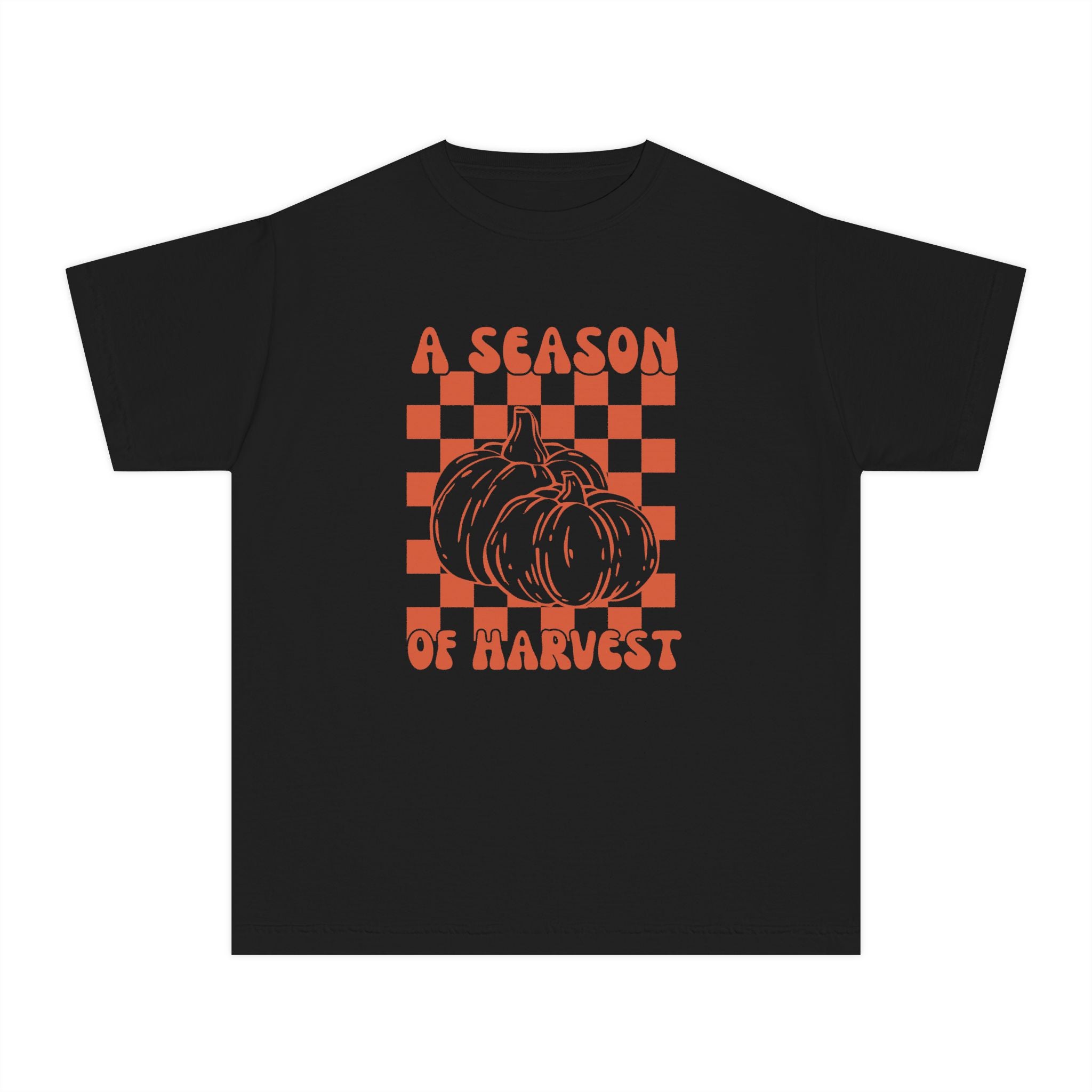 Youth Tee — "A Season of Harvest" Pumpkin Fall Graphic Shirt