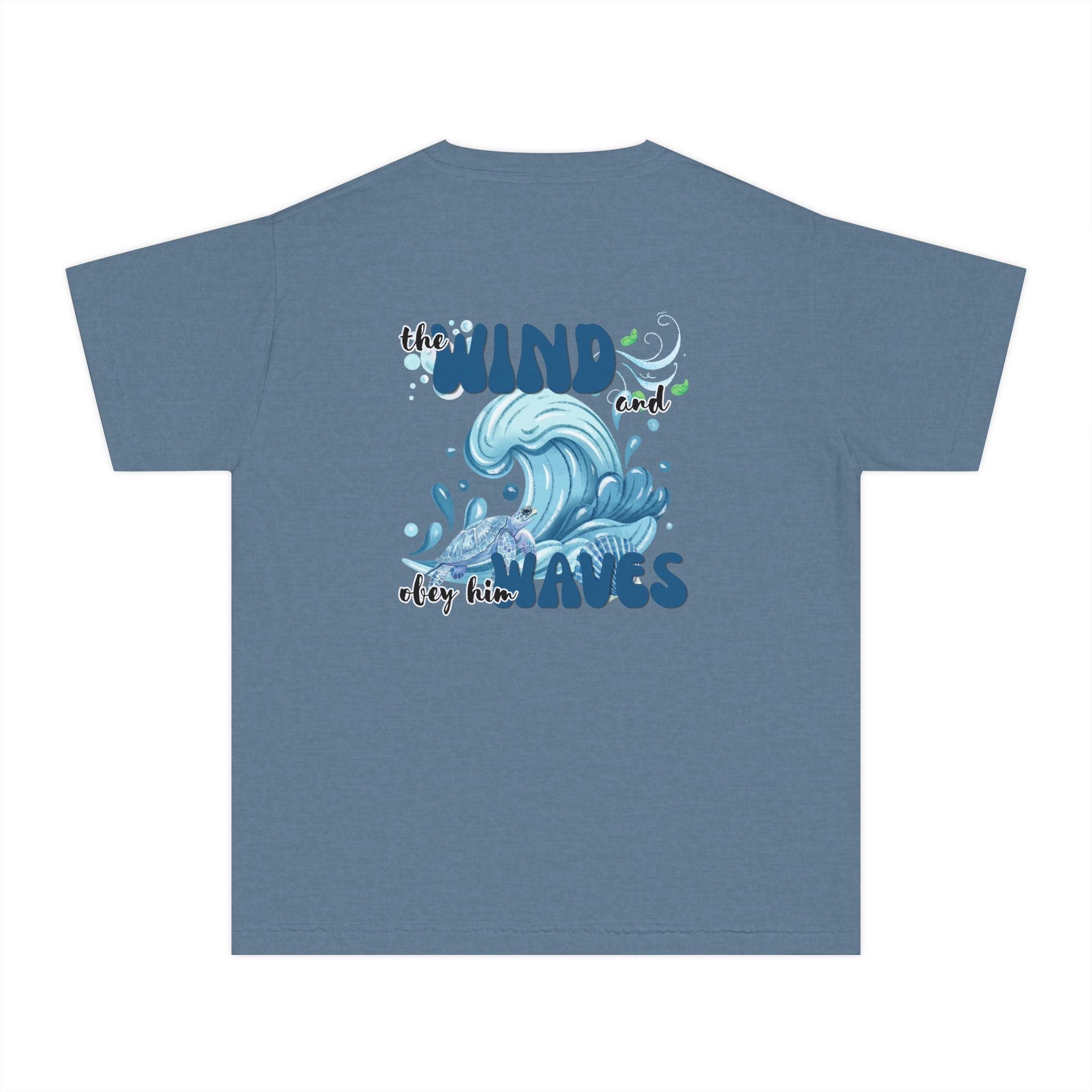 Youth Tee — "The Wind and Waves" Surf Wave Graphic Shirt (Kids Coastal Summer Tee)