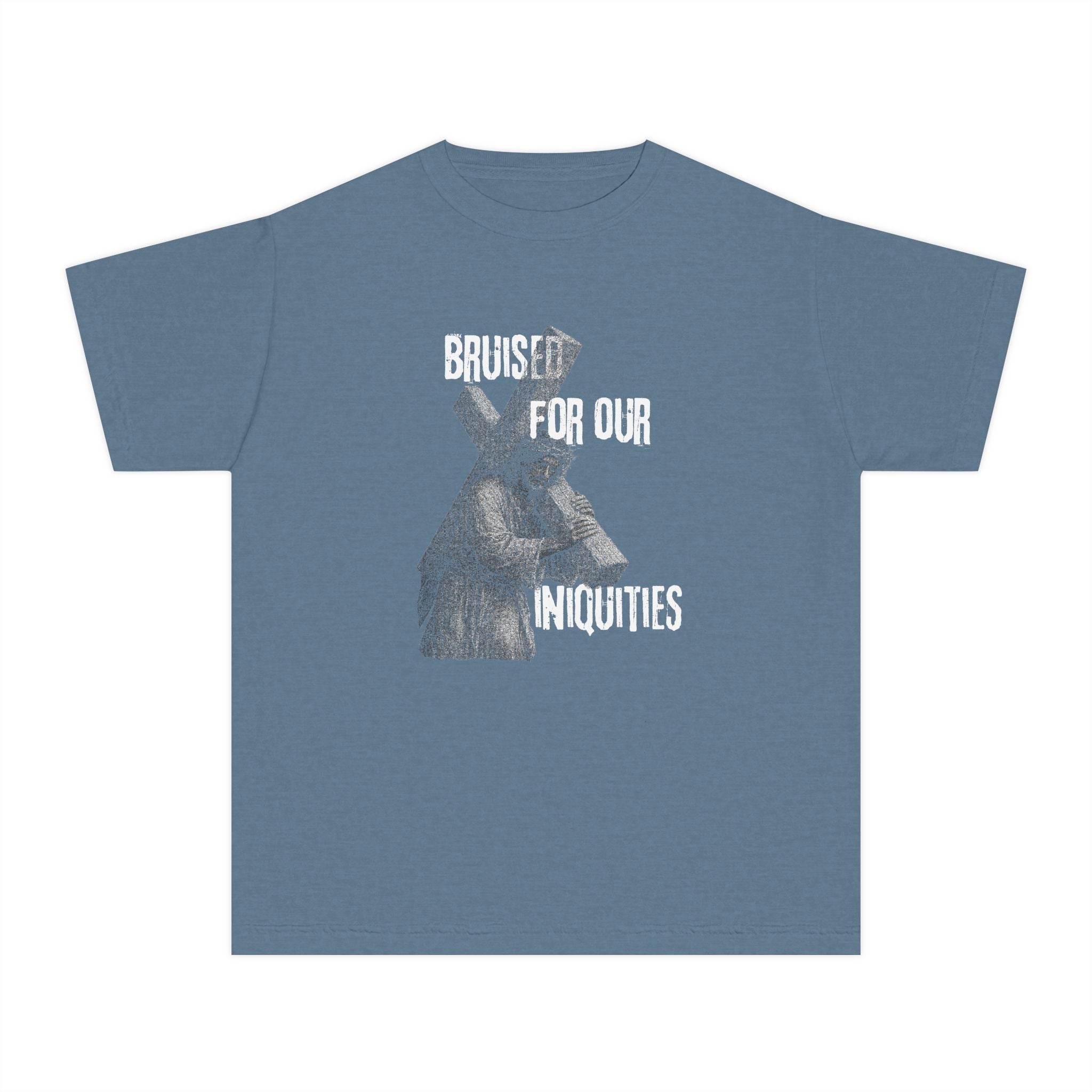 Youth Tee — 'Bruised for Our Iniquities' Cross & Lamb Graphic