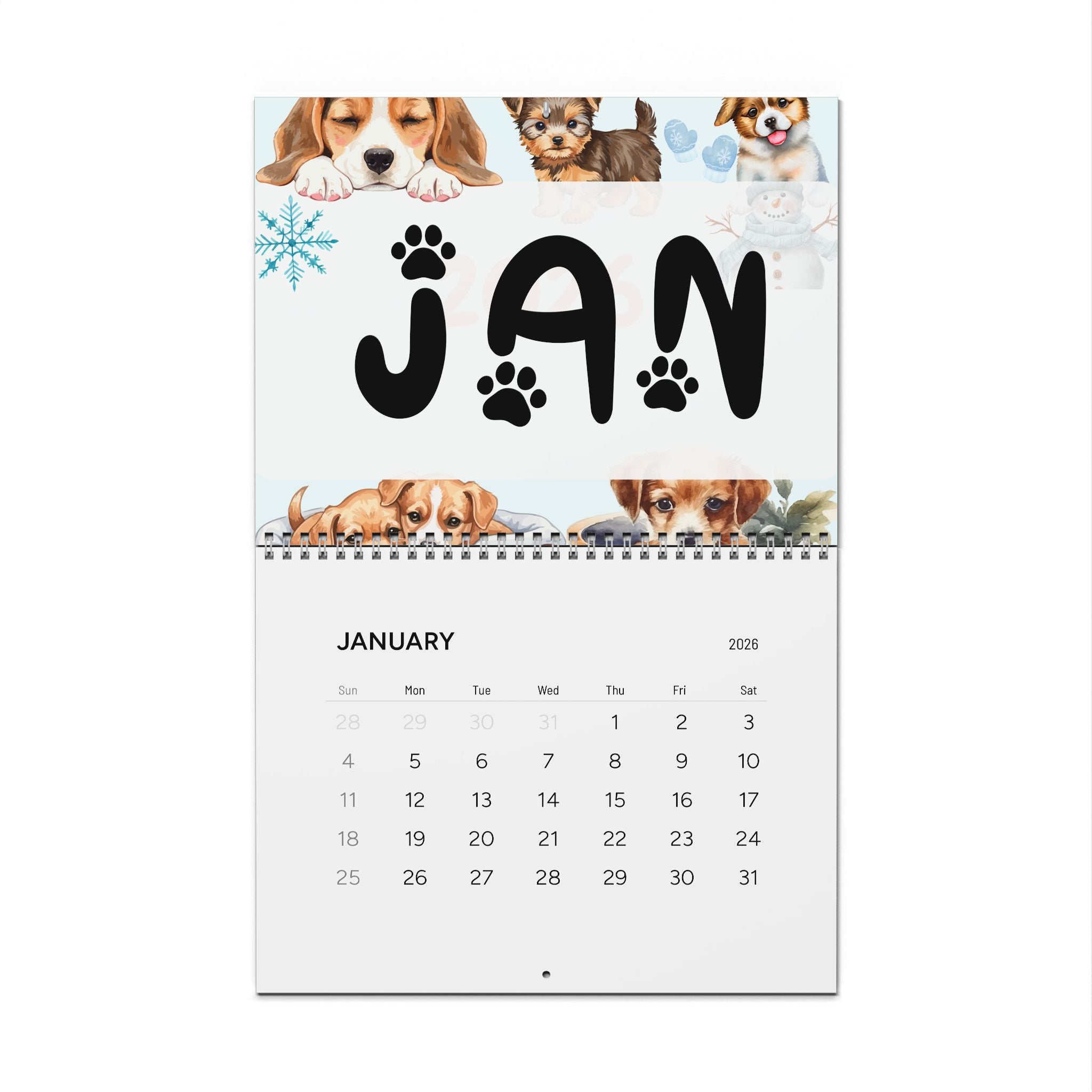 Watercolor Dogs Kids Calendar 2026 Wall Calendar | Cute Puppy Illustrations