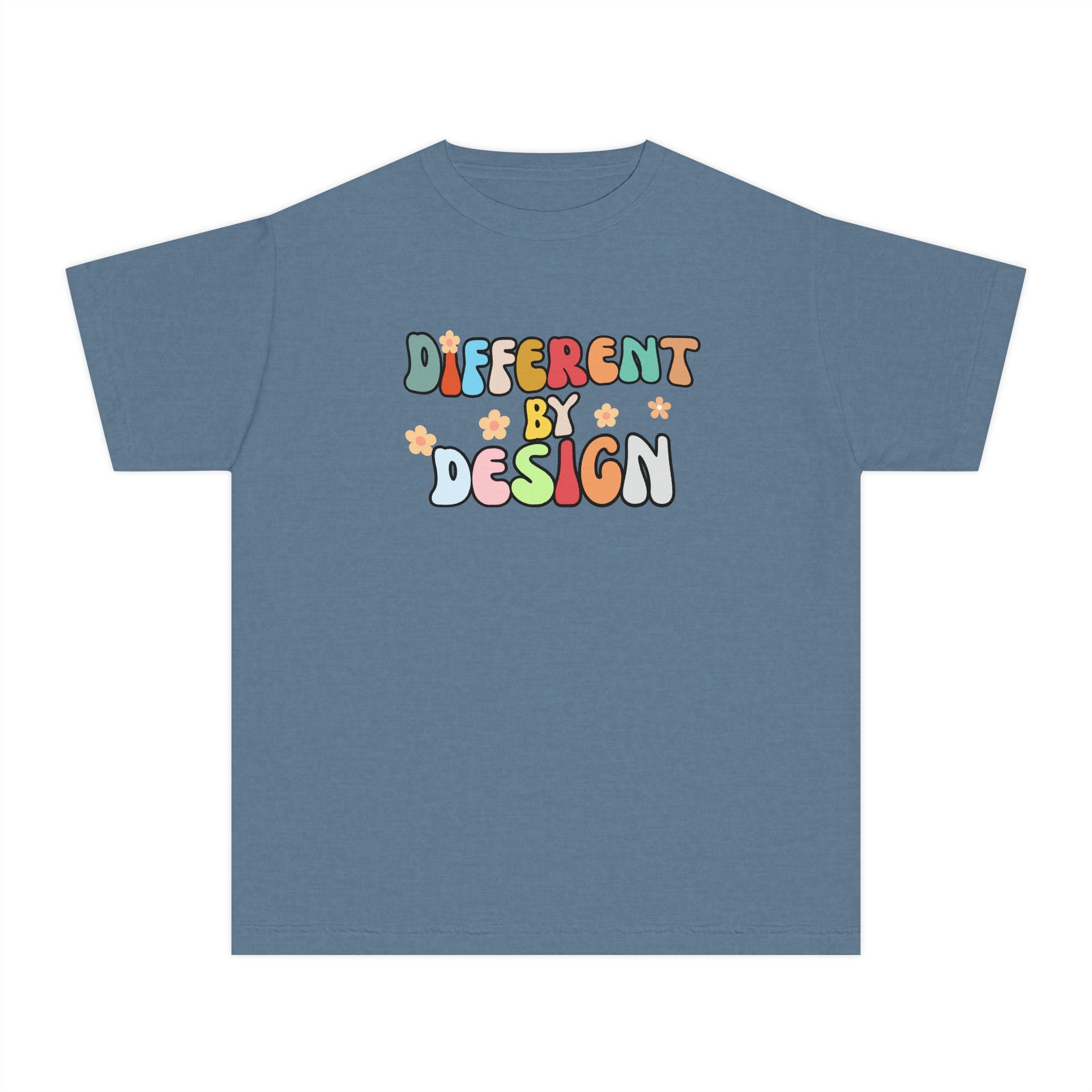 Youth T-Shirt — "Different by Design" Colorful Retro Kids Tee