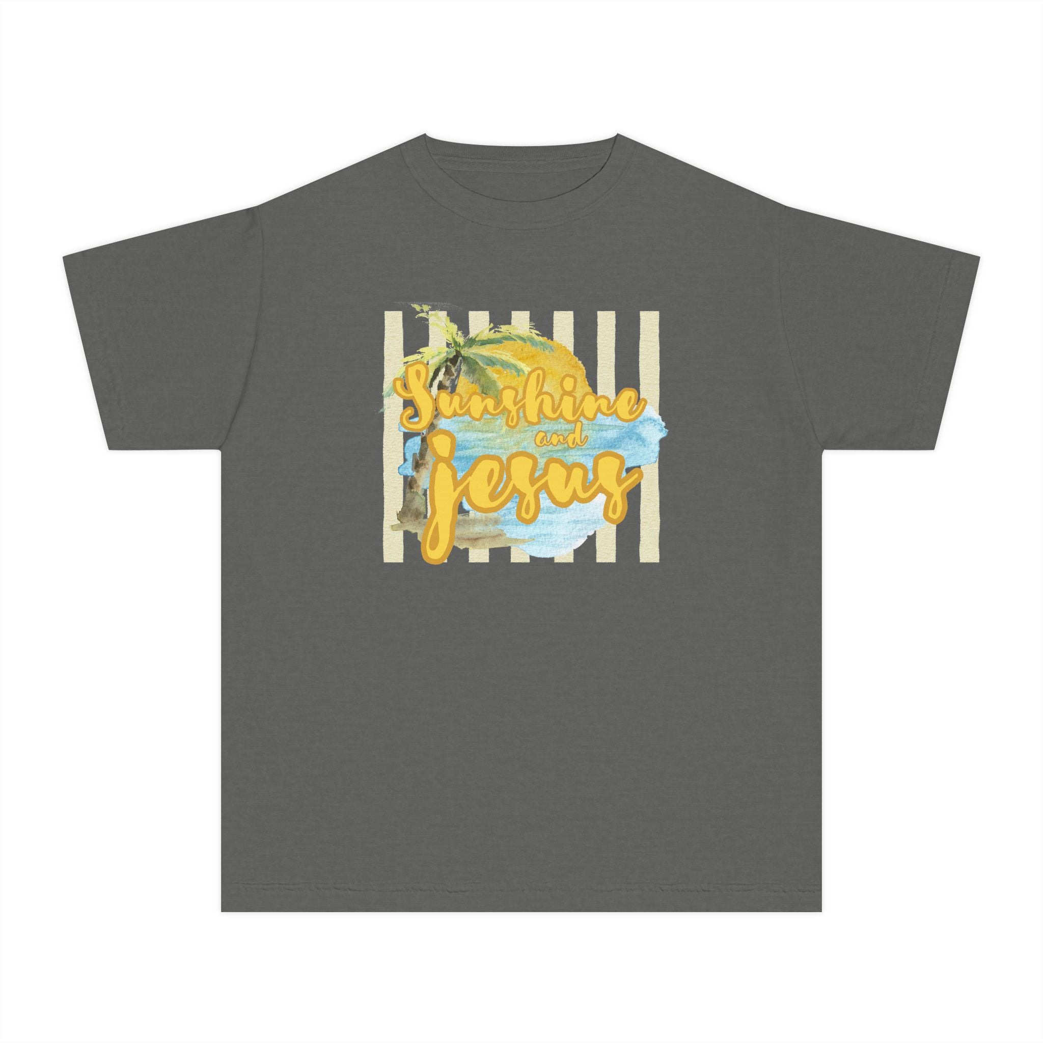Youth Tee — "Sunshine and Jesus" Palm Beach Christian Graphic Shirt