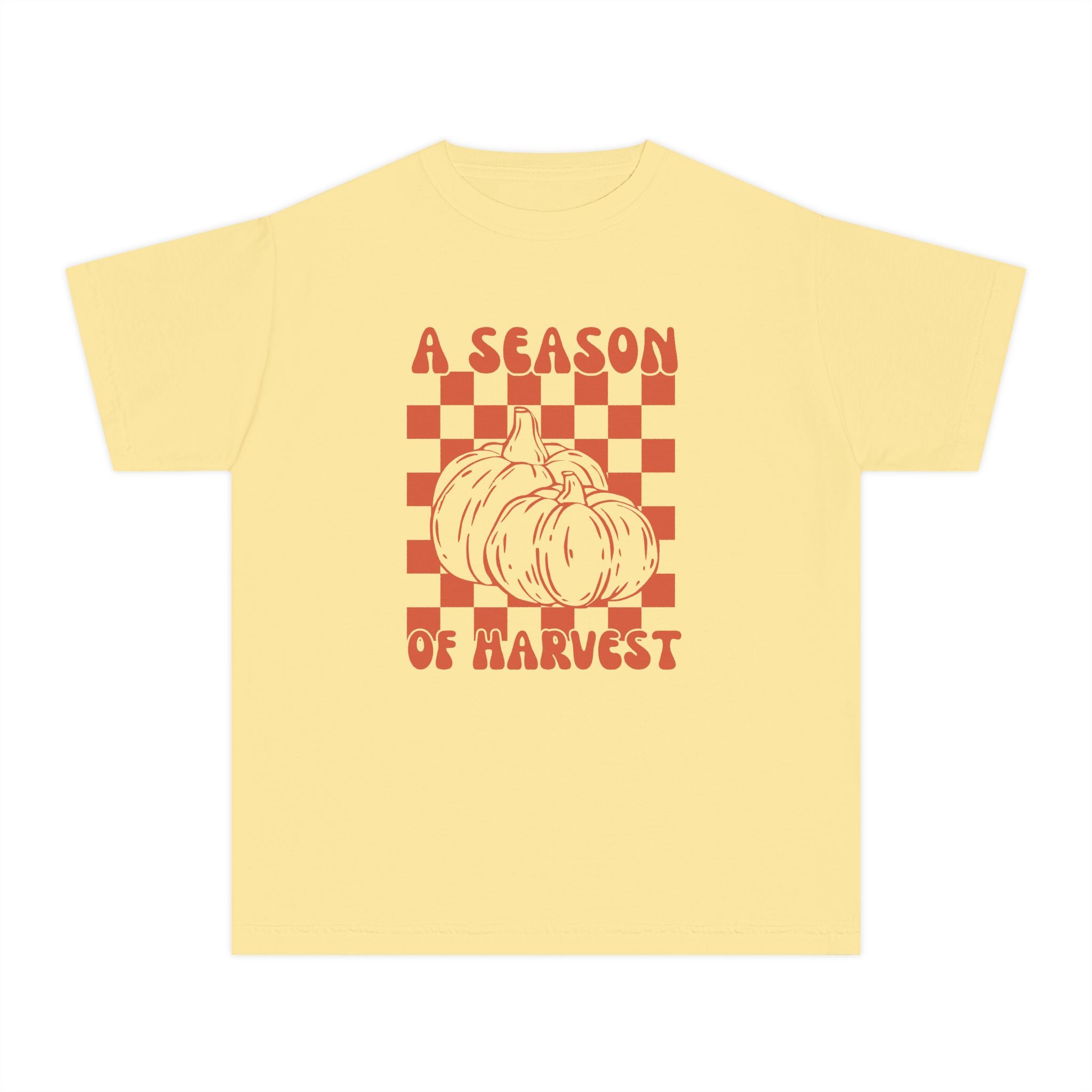 Youth Tee — "A Season of Harvest" Pumpkin Fall Graphic Shirt
