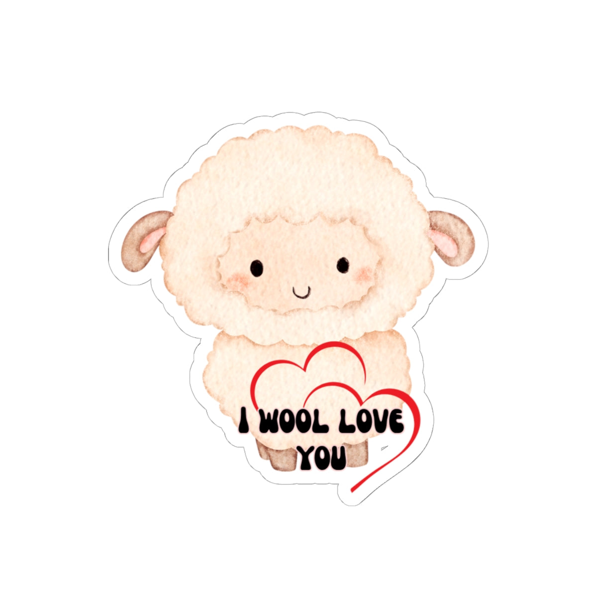 Sheep Love Kiss-Cut Sticker — "I Wool Love You" Cute Animal Laptop Decal