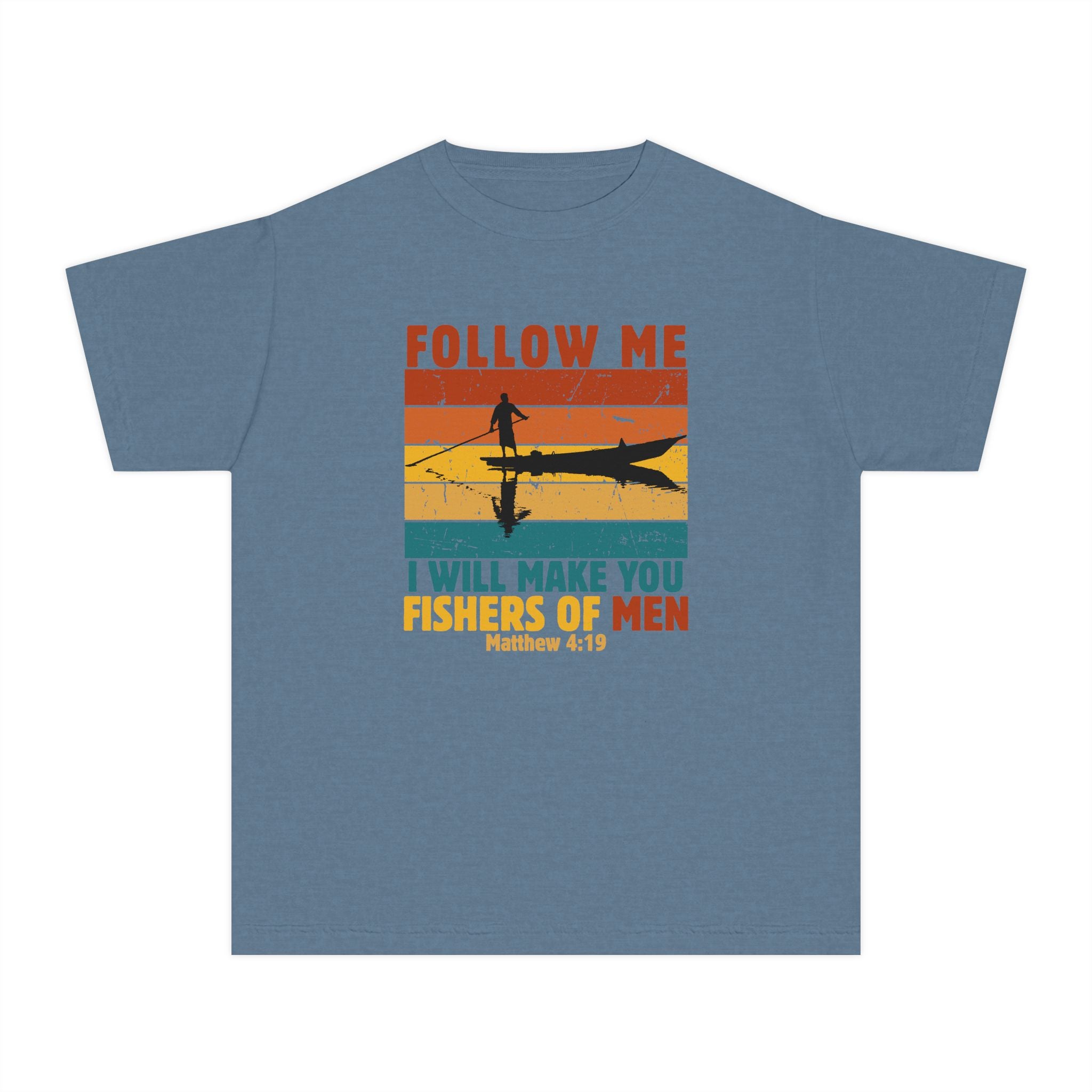 Youth Tee — "Follow Me: I Will Make You Fishers of Men" Christian Fishing Graphic