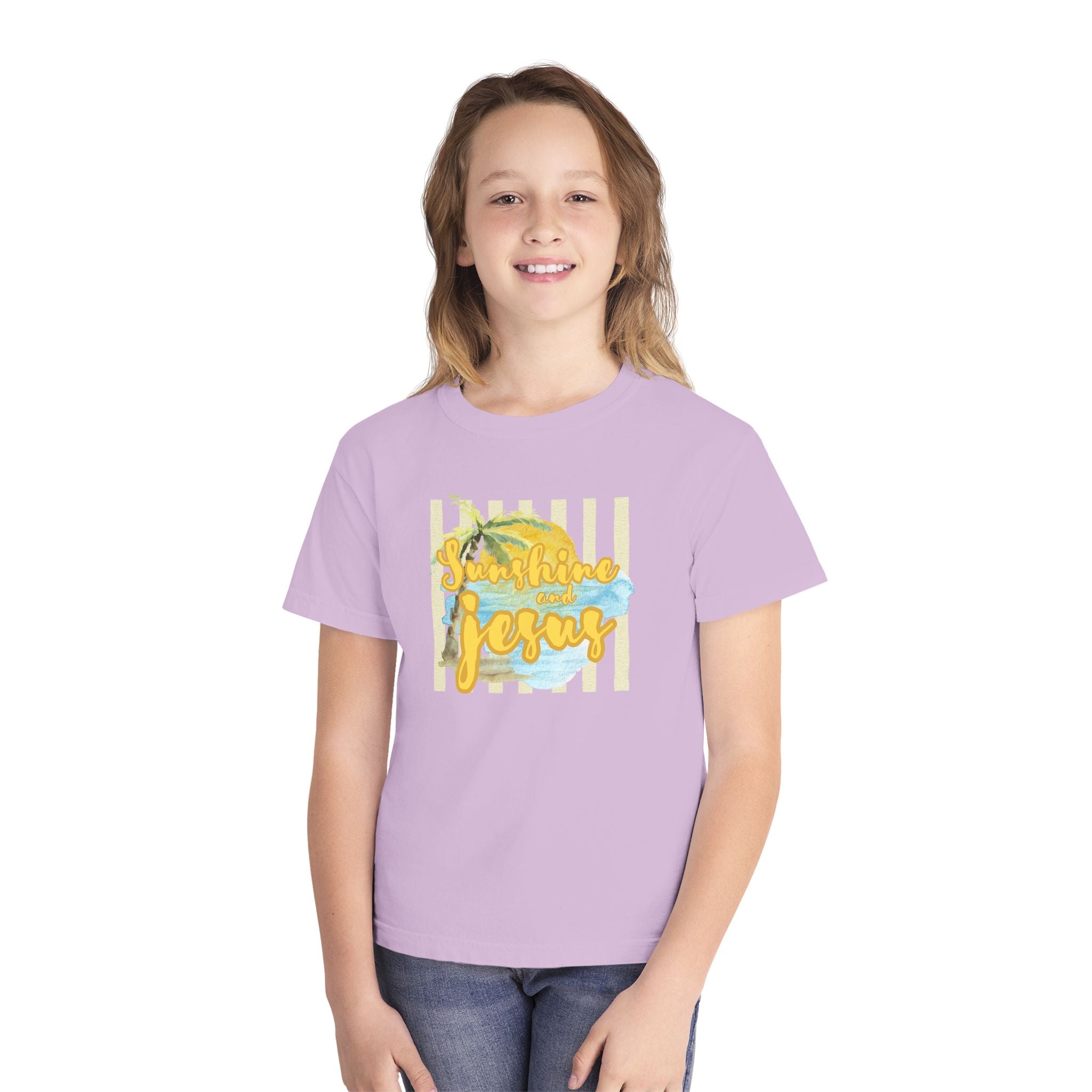 Youth Tee — "Sunshine and Jesus" Palm Beach Christian Graphic Shirt