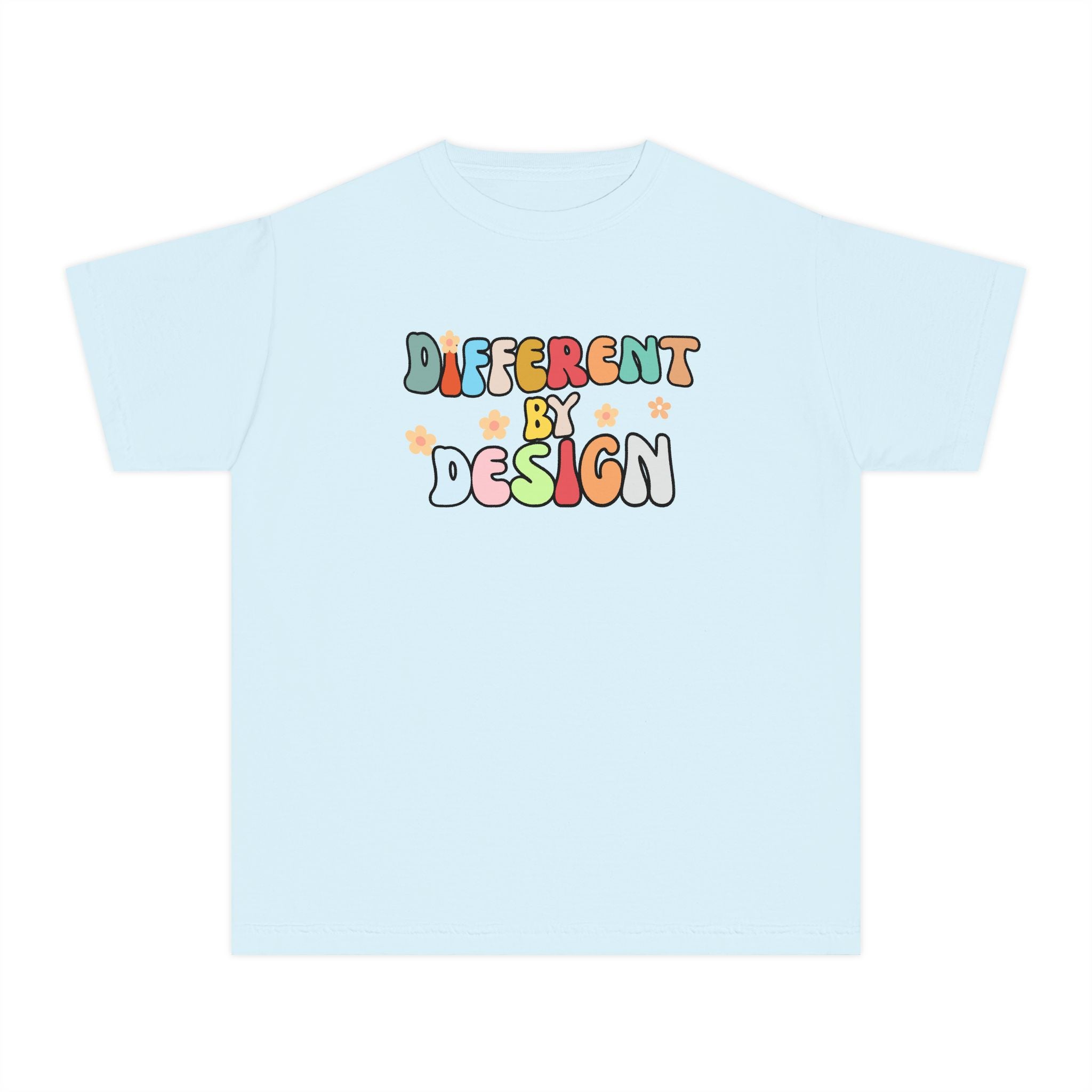 Youth T-Shirt — "Different by Design" Colorful Retro Kids Tee