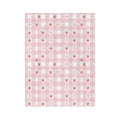 Pink Gingham Strawberry Throw Blanket — Cozy Velveteen Microfiber for Nursery, Picnic & Spring Décor