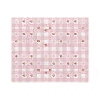 Pink Gingham Strawberry Throw Blanket — Cozy Velveteen Microfiber for Nursery, Picnic & Spring Décor