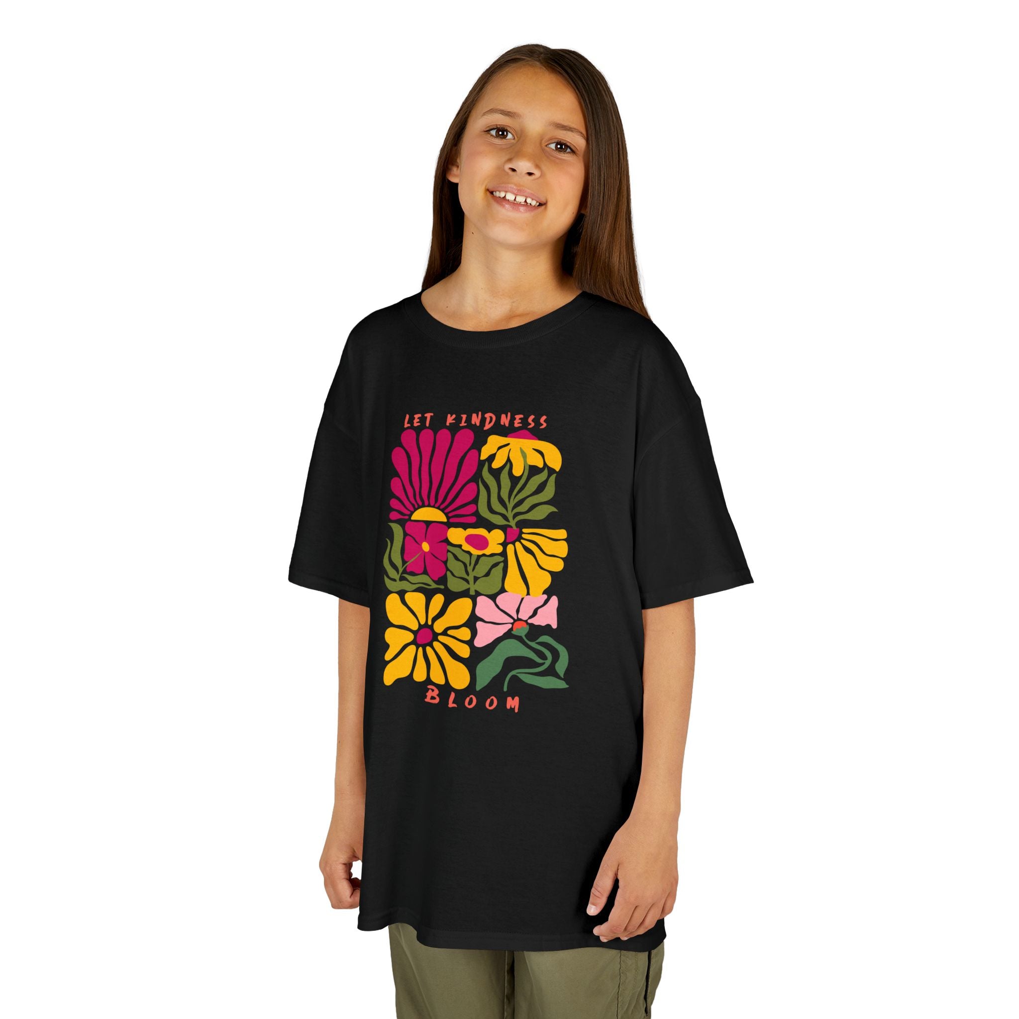 Kids T-Shirt — Let Kindness Bloom Floral Graphic Tee