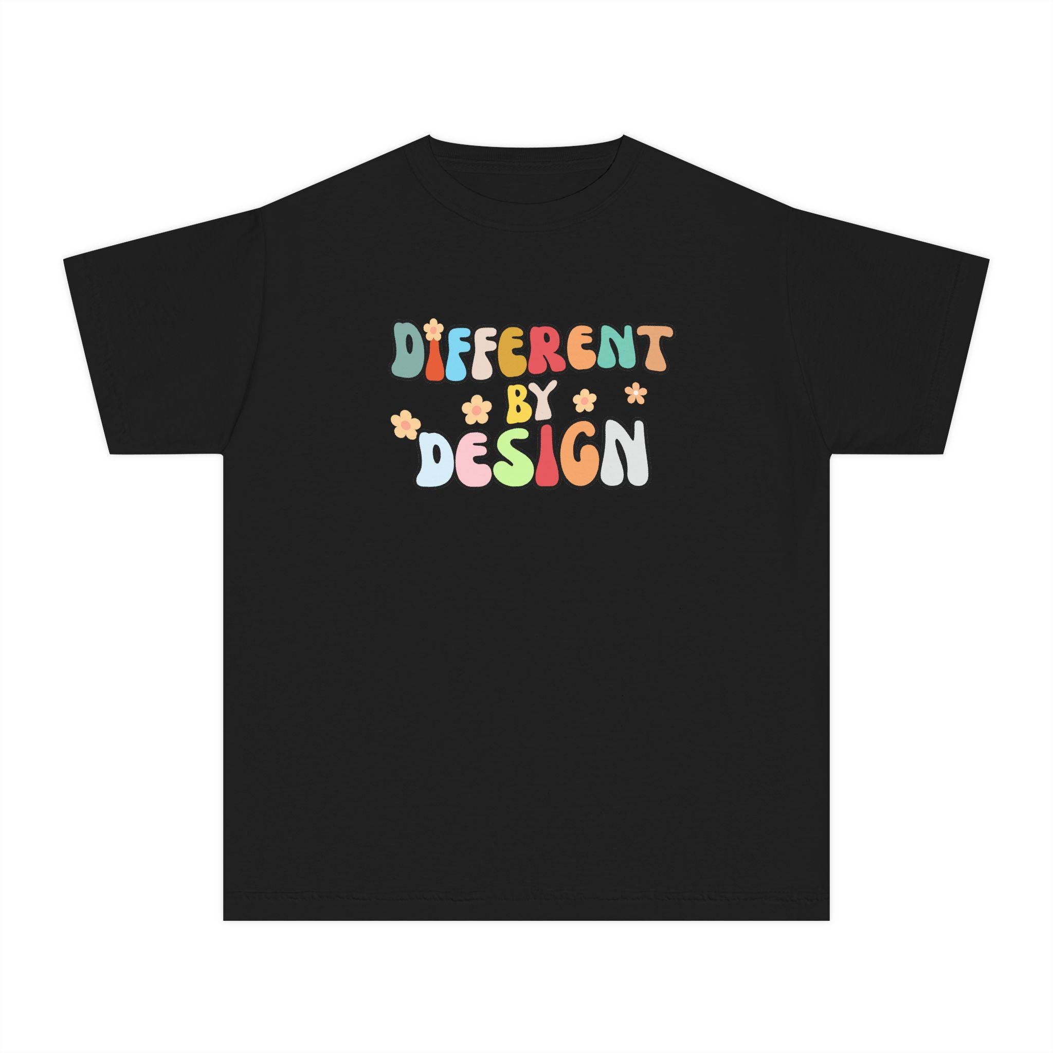 Youth T-Shirt — "Different by Design" Colorful Retro Kids Tee