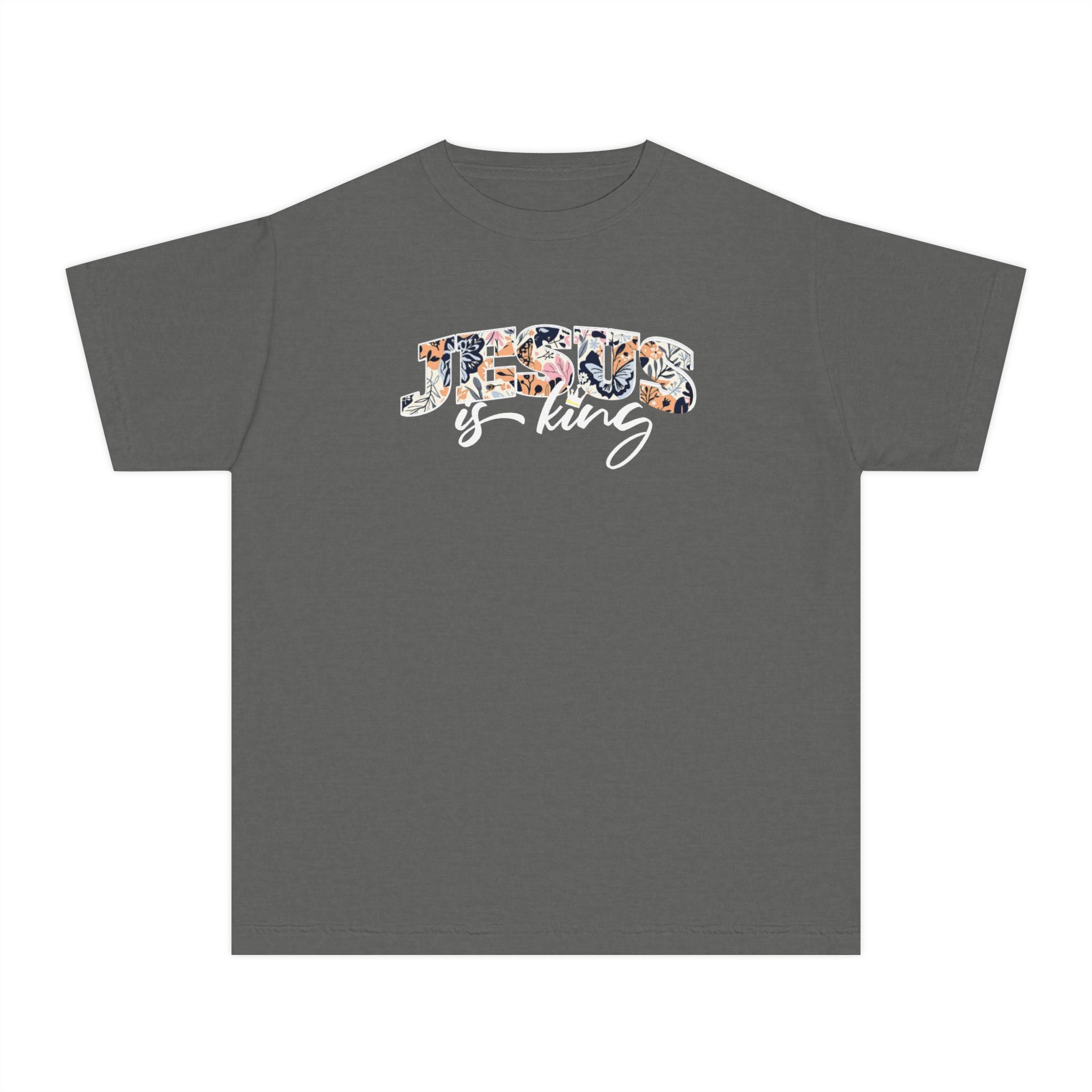 Youth Tee — Floral Jesus is King Tee