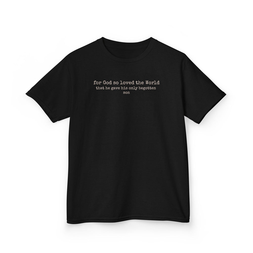 Kids Tee — "For God So Loved the World" Christian Scripture Shirt