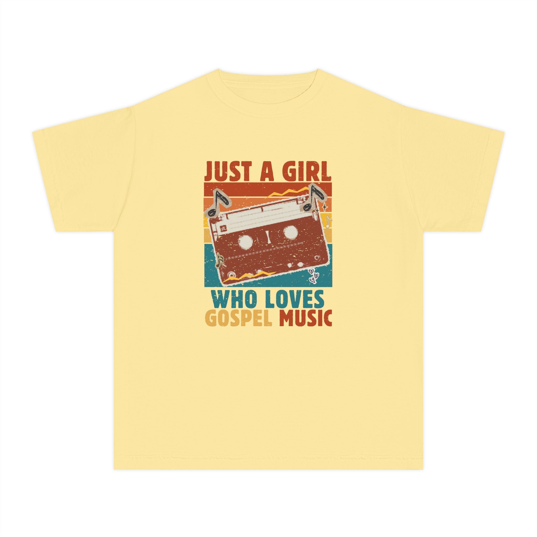 Youth Tee — "Just a Girl Who Loves Gospel Music" Retro Cassette Shirt