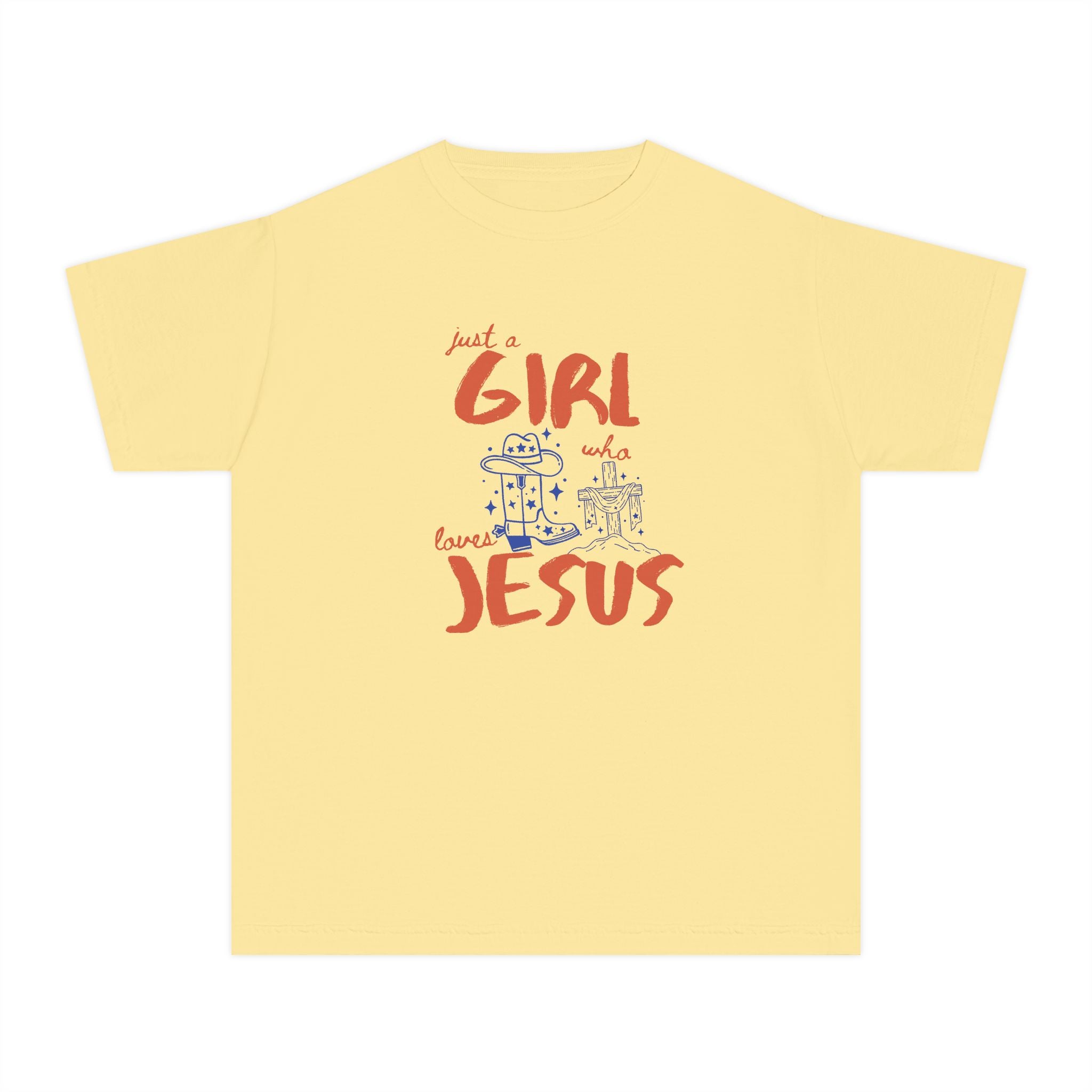 Youth Tee — “Just a Girl Who Loves Jesus” Christian Kids T-Shirt