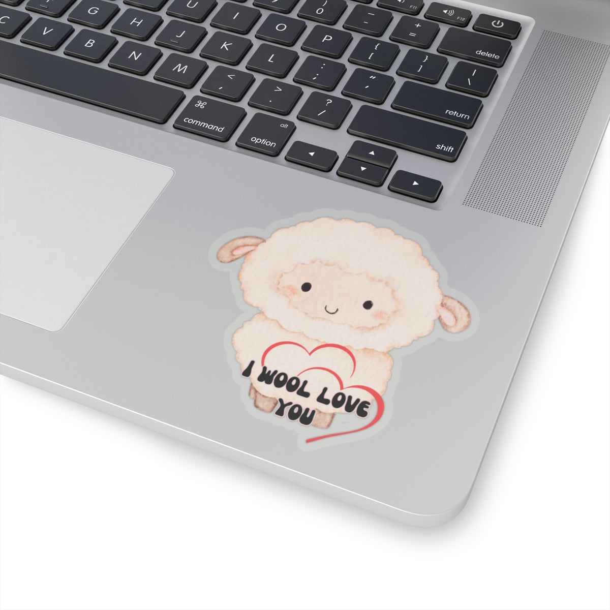 Sheep Love Kiss-Cut Sticker — "I Wool Love You" Cute Animal Laptop Decal