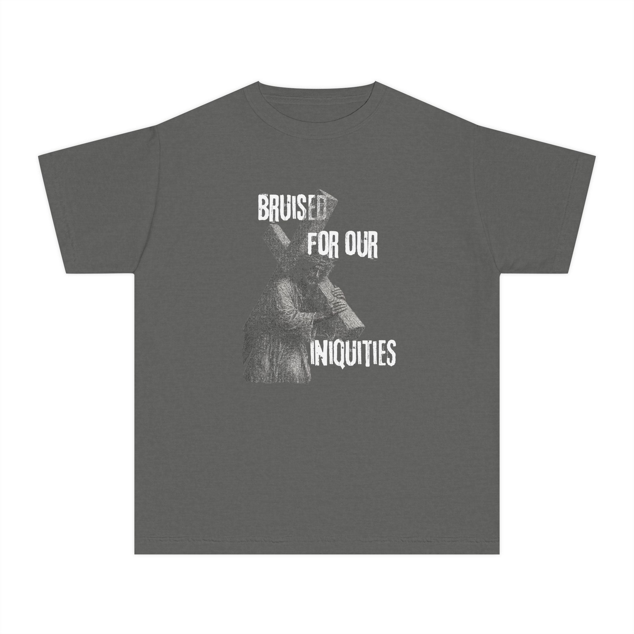 Youth Tee — 'Bruised for Our Iniquities' Cross & Lamb Graphic